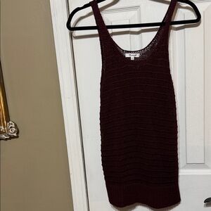 Madewell Maroon Knit Sheer Tank Top